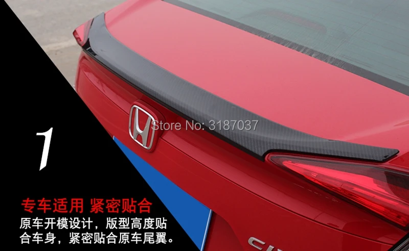 Спойлер для Honda Civic 10 2016 2017 АБС пластик неокрашенный Задняя Крышка багажника