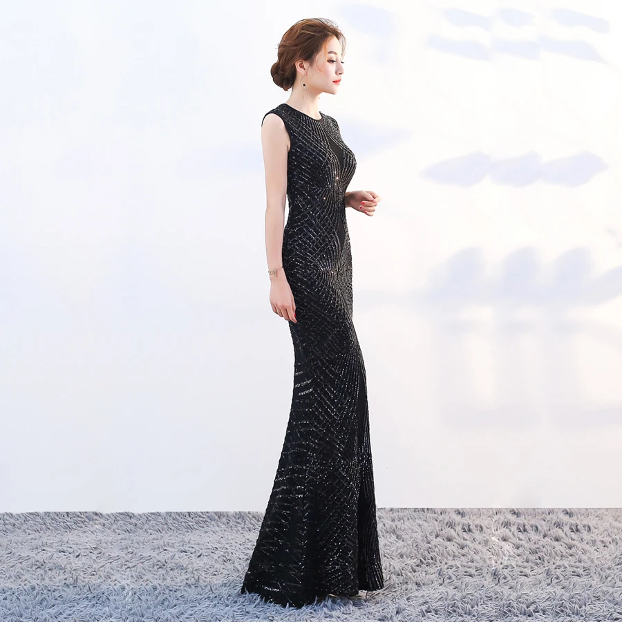 Robe De Soiree Longue 2018 кружевное длинное вечернее платье русалки с круглым вырезом и