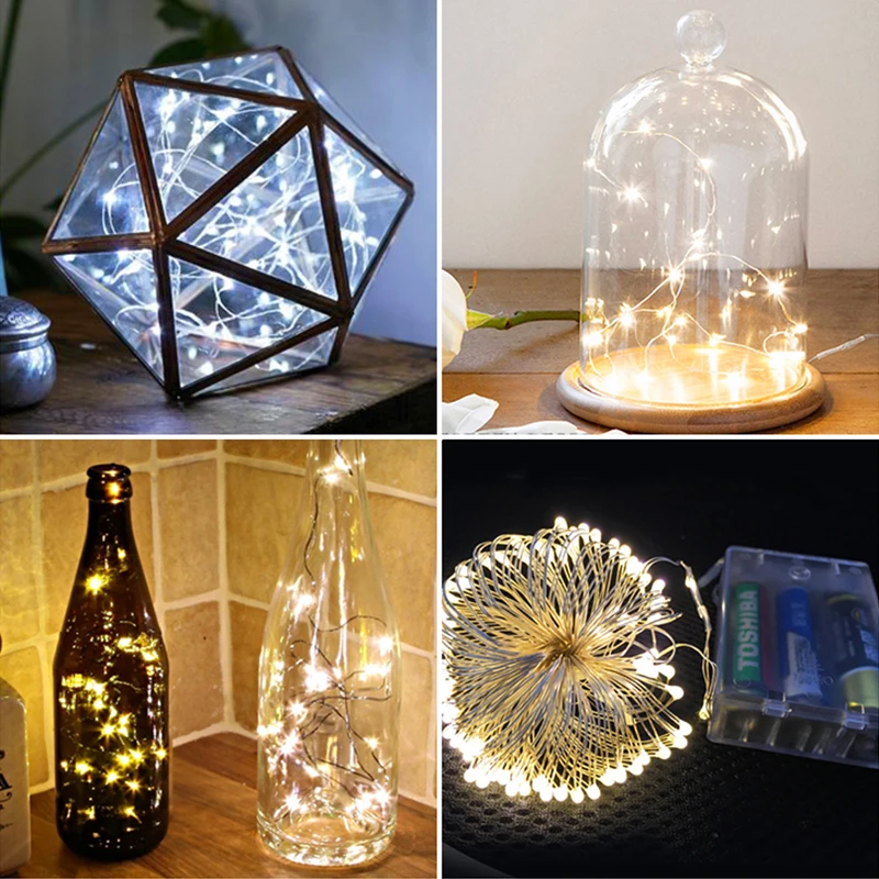 

Светодиодная медная гирлянда 5 м/16,4 фута с коробкой на 3 батарейки AA, сказосветильник освещение, праздничное украшение, светильник, свадебно...