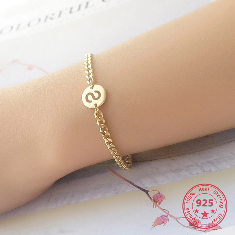 

Korea Hot Style Pure 925 Sterling Silver Bracelets Delicate Fashion Letter S Gold Chain Bracelets Jewelry for Student