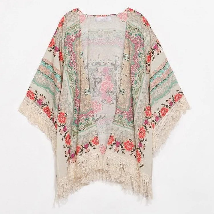 Gift Summer Women Fringed Tassel Shawl Cape Loose Batwing Sleeve Tops Shirt Holiday Casual Beach Cover Up |