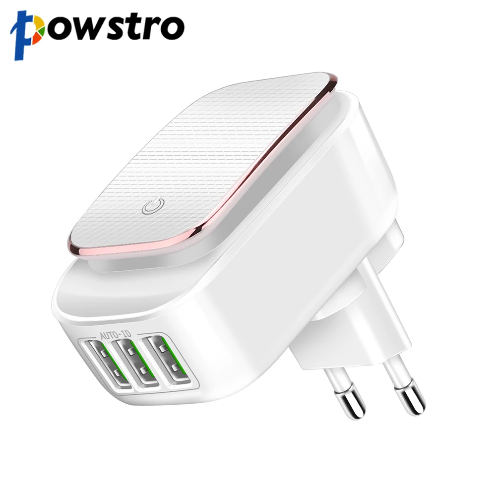 Powstro светодиодный Ночной светильник с 3 портами (стандарт Зарядное устройство 5V
