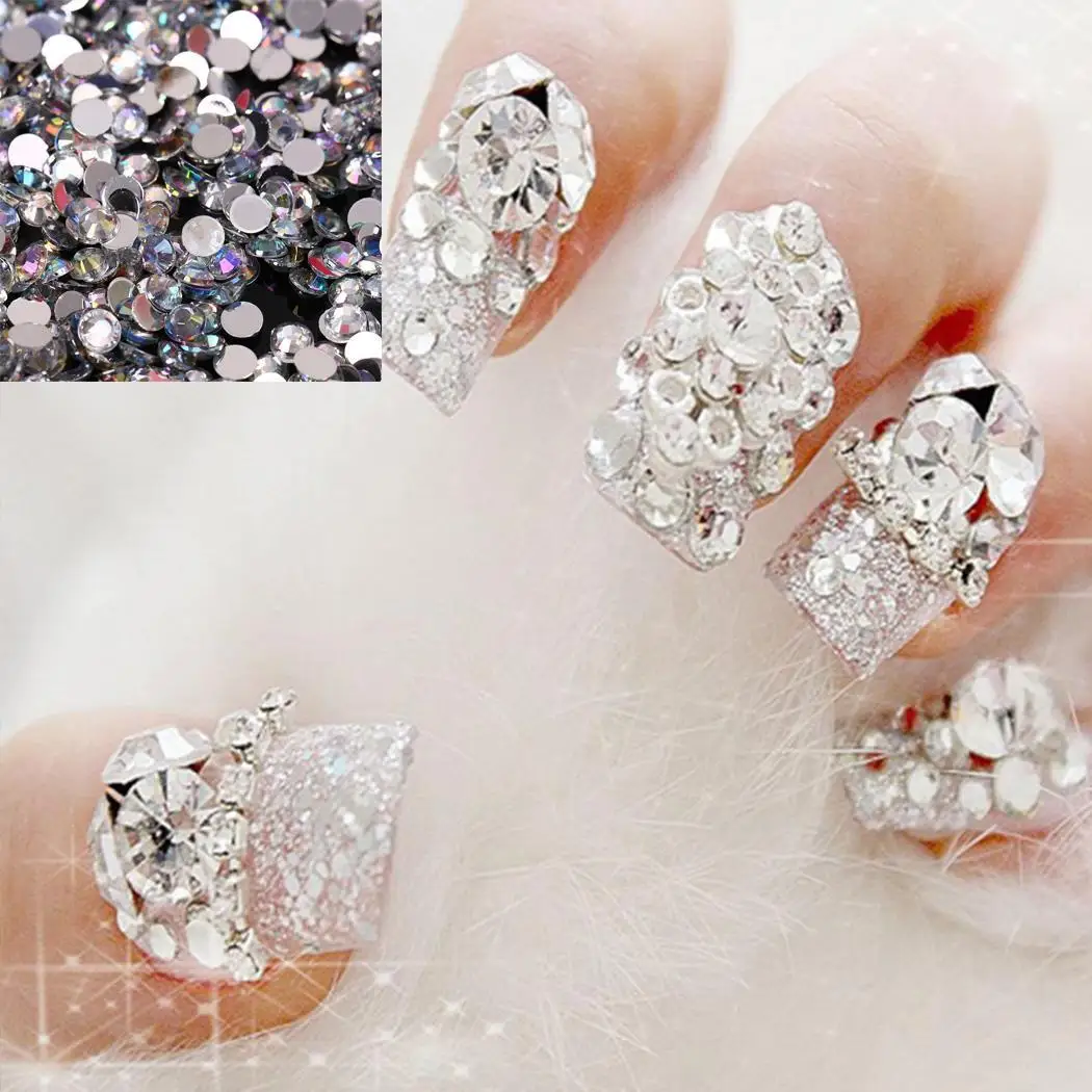 Art DIY Nail Decoration material Glitter Bag Round Phone Flat Rhinestones light Back Tips safe and weight Acrylic | Красота и