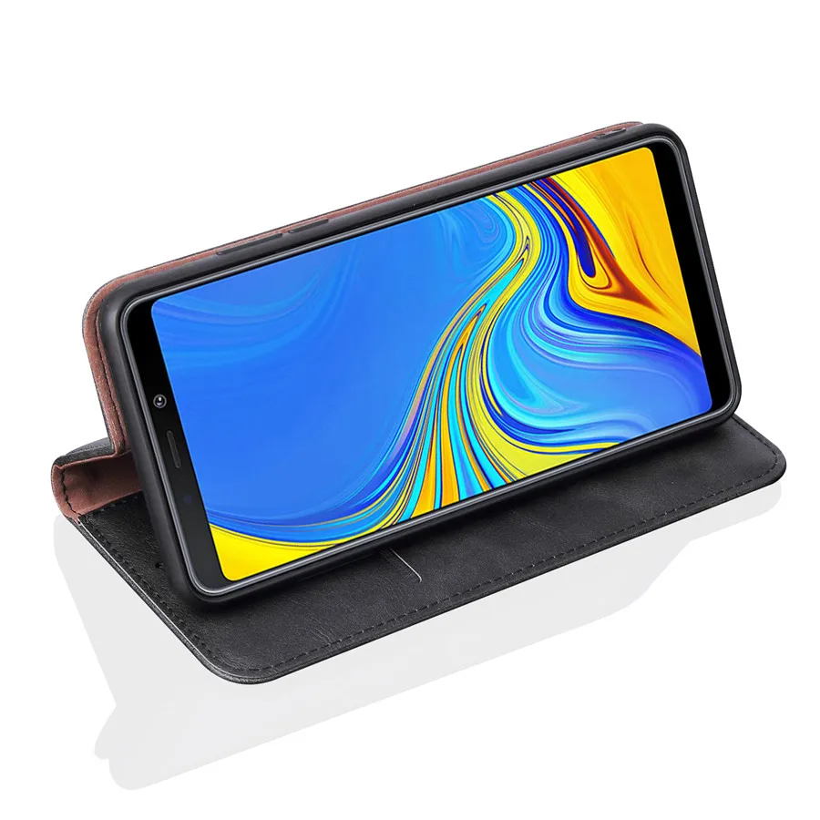 Роскошный кожаный бумажник чехол для samsung Galaxy A9 2018 Чехол подставка держатель карт