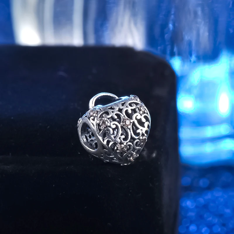 LZESHINE Сердце Ажурное Очарование серебряные бусины 925 пробы AAA кубический цирконий
