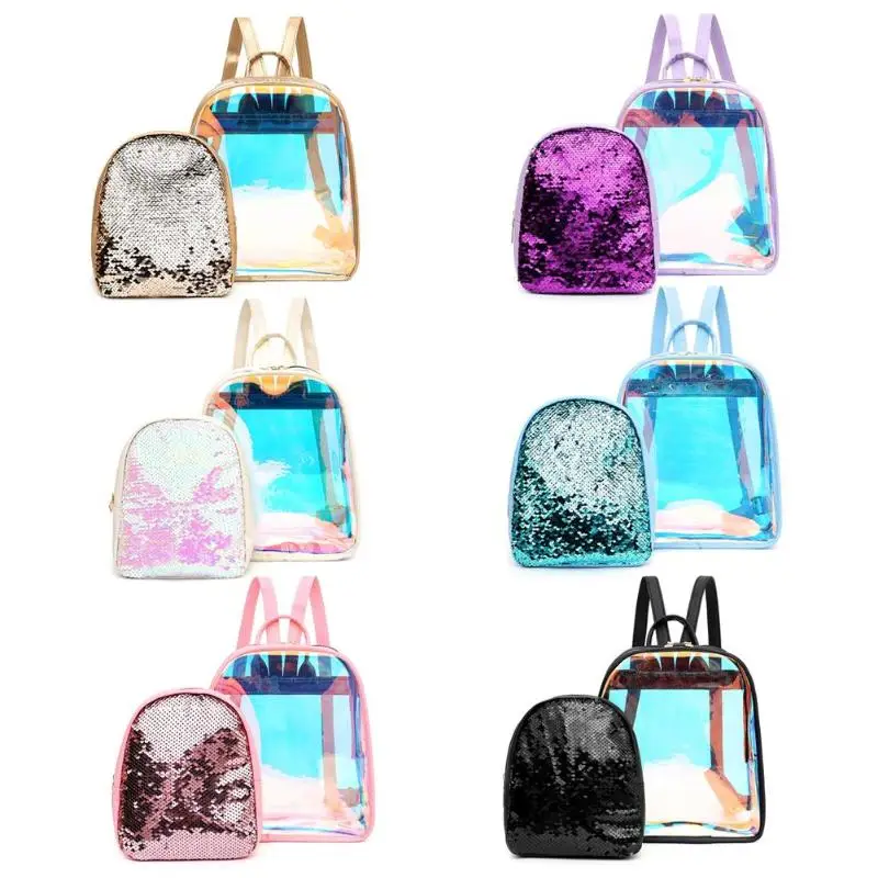 2 шт./компл. прозрачные женские рюкзаки из ПВХ прозрачная цветная сумка с