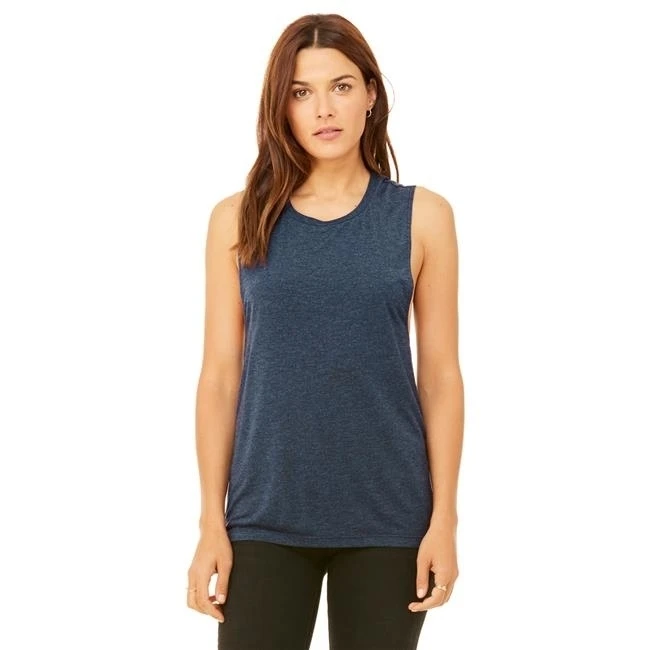 Белла плюс холст B8803 Heather Navy 2X женские струящейся Scoop Muscle Tank темно 2X| |