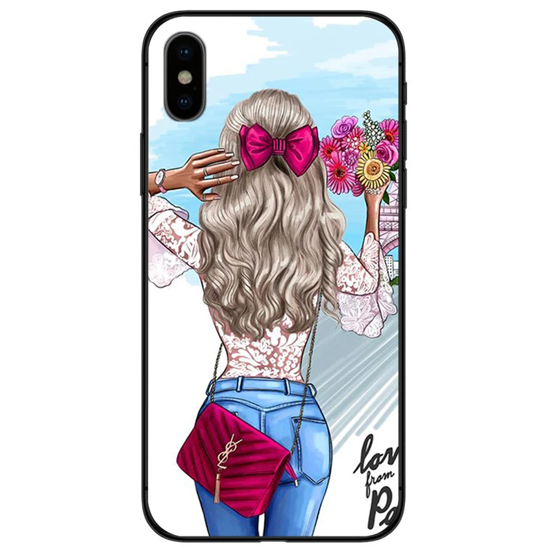 Для iPhone X XS XR Max для 5 5S 5C SE 6 S plus 7 8 плюс модные усердно работаем девочек Черная