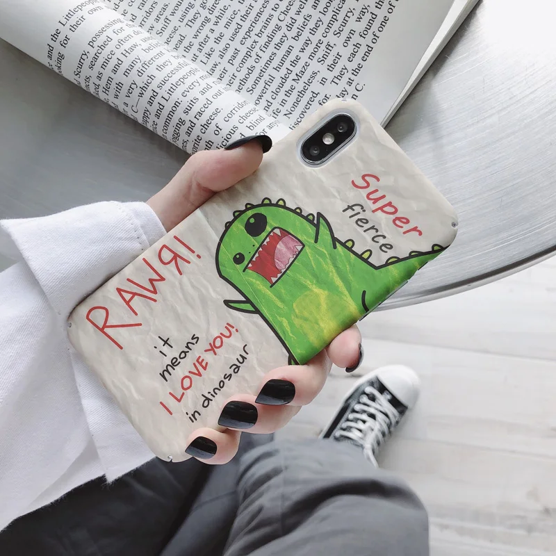 Модный милый зеленый динозавр мультфильм аниме Полный Чехол для iPhone X XS XR XSMax 8 7 6