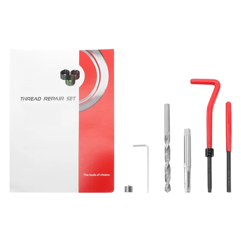 

M6 X1.0 Thread Repair Kit Helical Coil Threaded Insert Set Auto Car Engine Block Restoring Damaged Thread Repair Tool