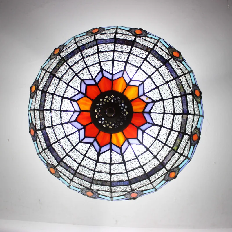 Европейский Средиземноморский стиль Тиффани потолочный светильник Стекло E27 110