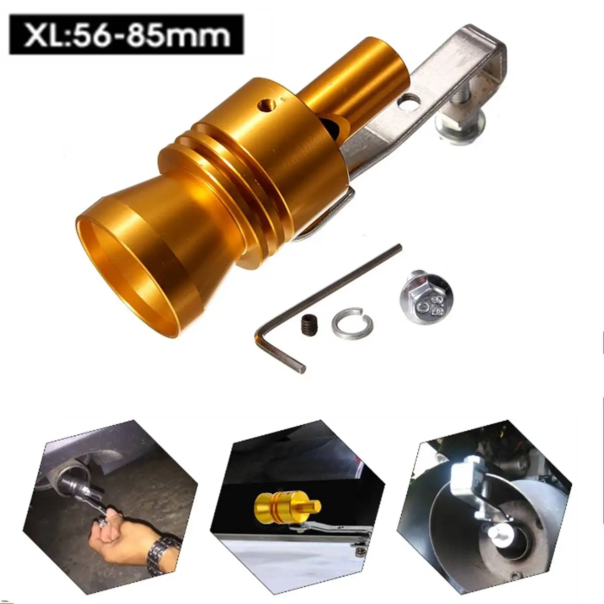 S/M/L/XL Универсальный симулятор Whistler золото мотоцикл выхлоп поддельные турбо свисток трубы звук глушитель предохранительный клапан Bov