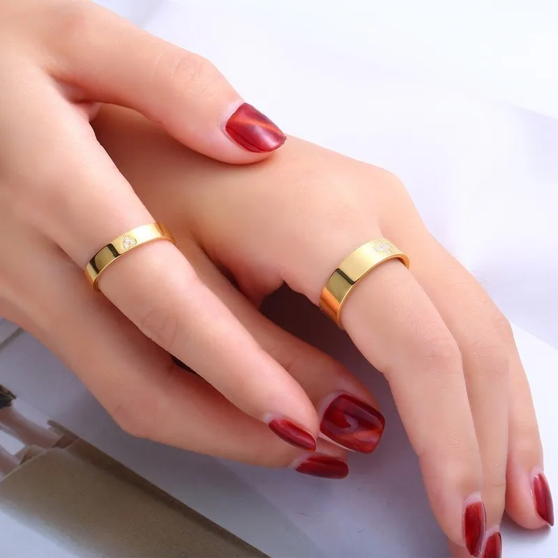 1 шт обручальные кольца серебряное золото из нержавеющей стали Ширина 4 мм и 6