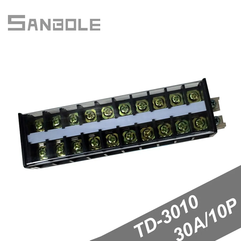 

TD-3010 Connection Dual Row Terminal Block 30A/600V 10 Positions Group Connector Plug-in Unit Terminals DIN rail