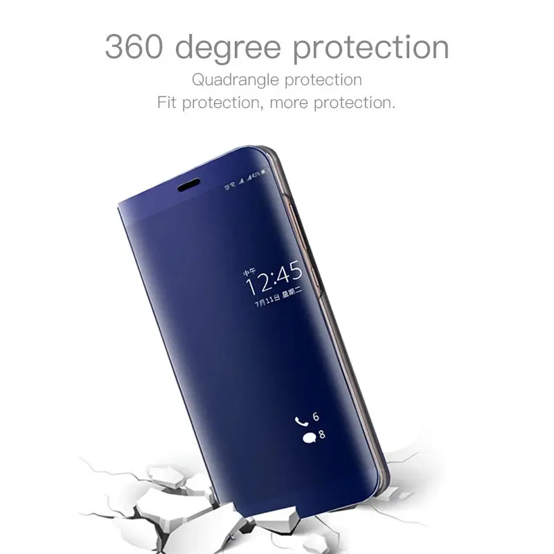 Leather Cover Flip Case For Xiaomi Redmi 6Pro 6A S2 note 5Pro 4X note5 5plus note3 note5A note4 Clear Mirror Smart View |