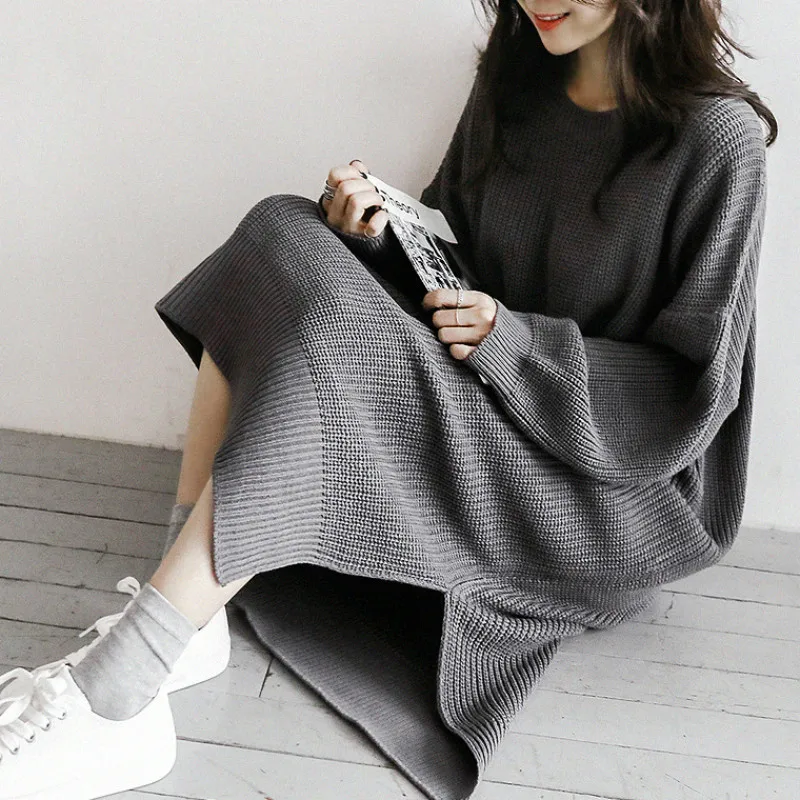 Twojstyle Black Long Women Sweater Pullover Knitted Sweaters Sleeve Plus Size Jumpers Korean New Fashion Fall 2018 | Женская одежда