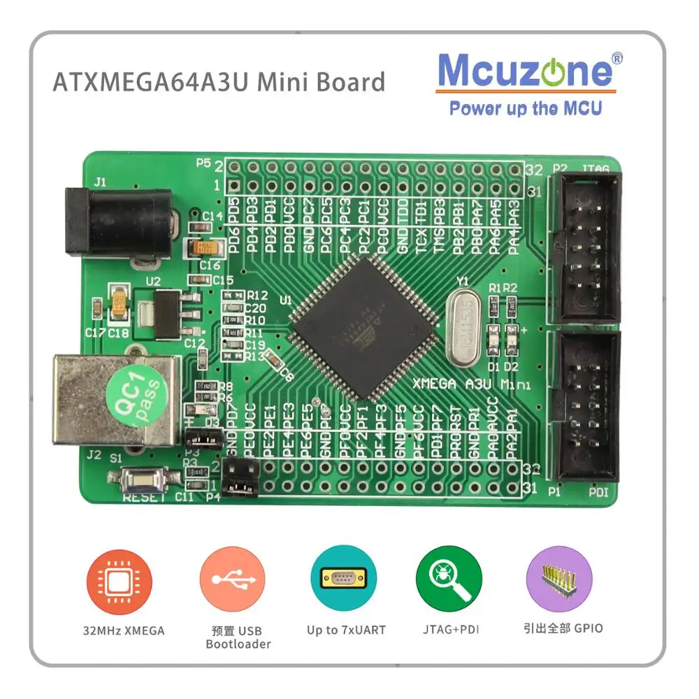 Мини плата ATxmega64A3U USB программатор PDI JTAG XMEGA64A3 U 64A3U AVR ATMEL микрочип|jtag|jtag programmingjtag usb |