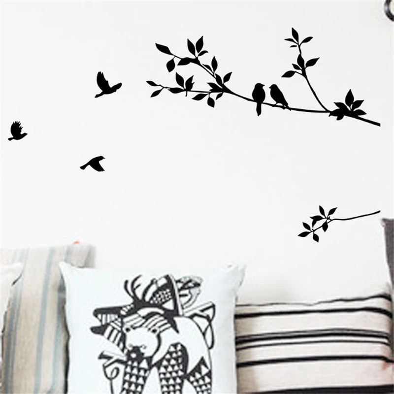 Главная Wall Art наклейки на стену с изображением птиц и ветка черное дерево роспись