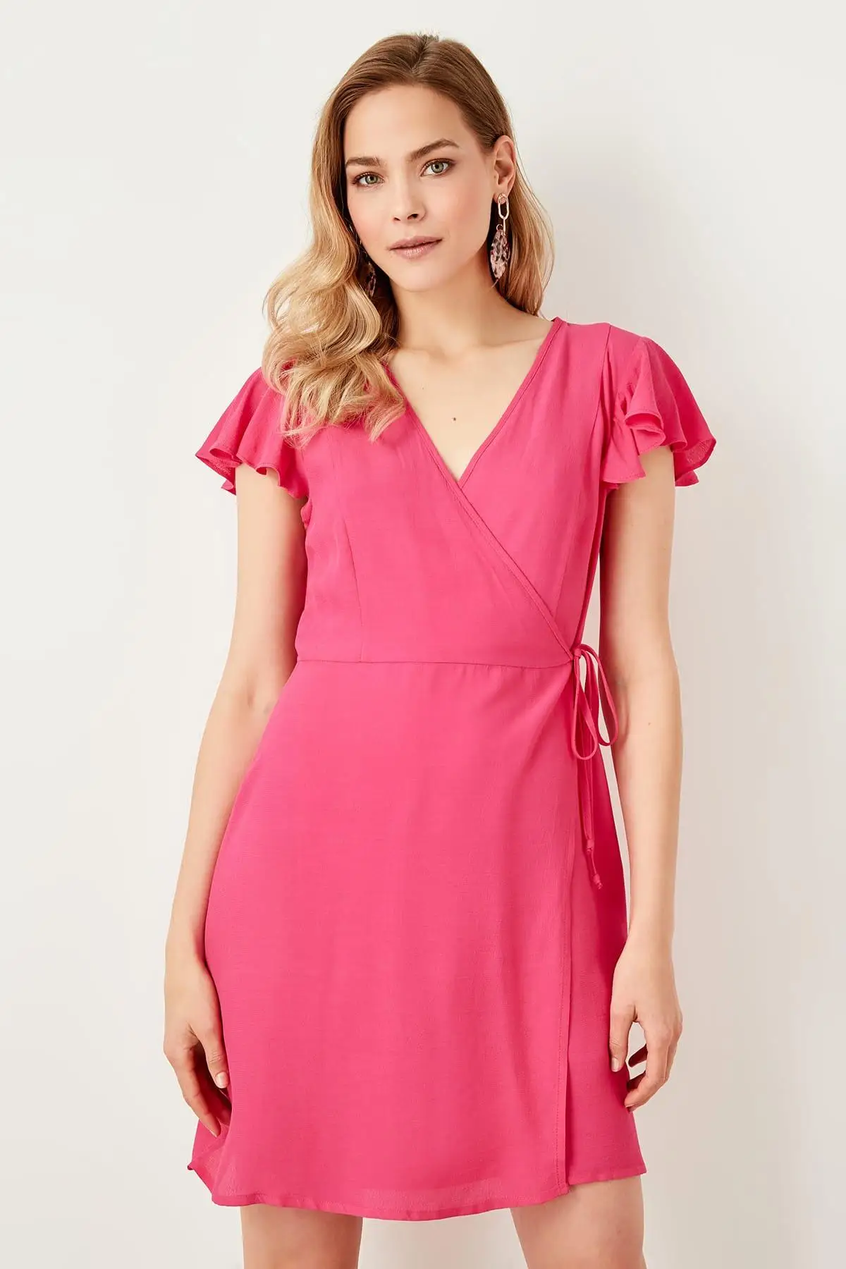 Trendyol платье цвета фуксии со шнуровкой TWOSS19YD0066|Женские платья| |