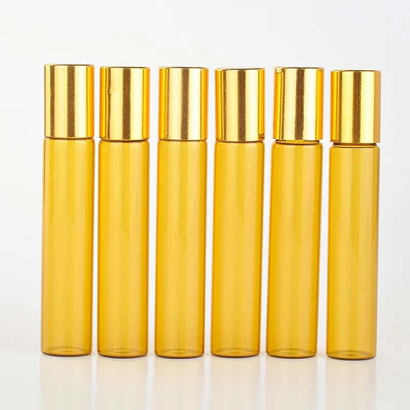 1000pcs 10ML Portable Amber Glass Refillable Perfume Bottle With Roll On Empty Essential Oils Case freeshipping | Красота и здоровье