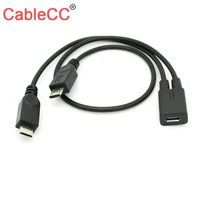 cablecc micro usb female to 2 micro usb male splitter extension charge cable high quality