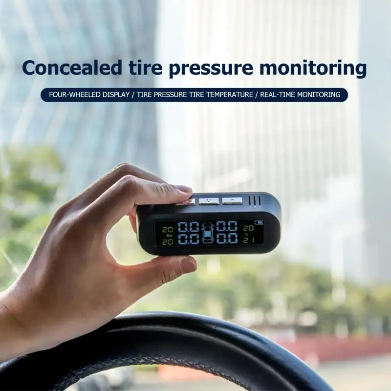 ABS Solar+USB Car TPMS Auto Tire Pressure Monitoring System+ 4 Internal Sensors Black portable solar charging + USB | Автомобили и