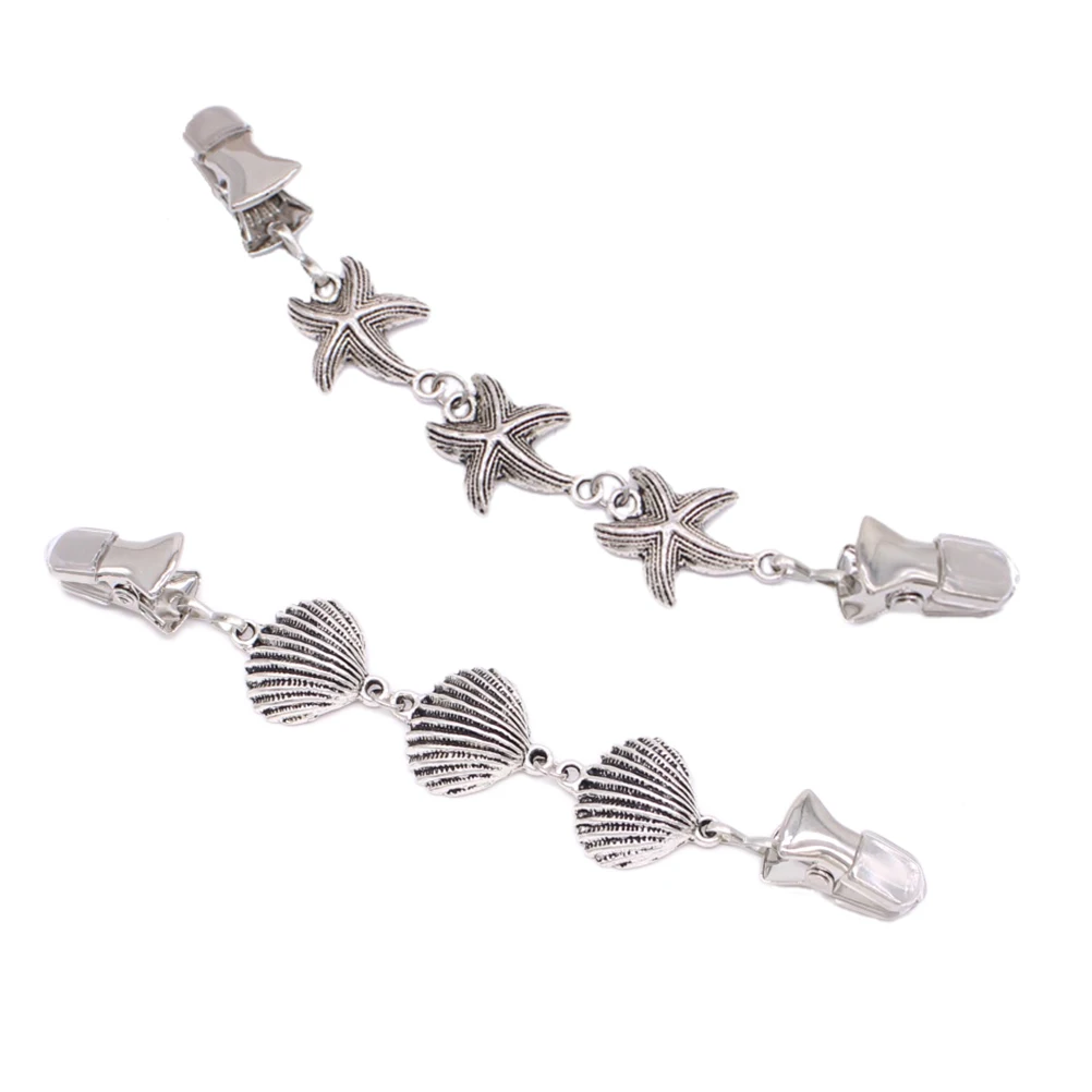 2 шт. одежда зажимы стерлингового серебра покрытием пляж элемент Звезда Форма