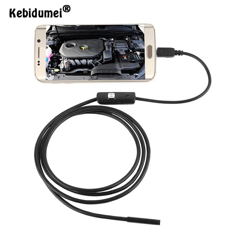 USB кабель Kebidumei 1 м 7 мм Водонепроницаемая мини камера для осмотра Бороскоп с 6