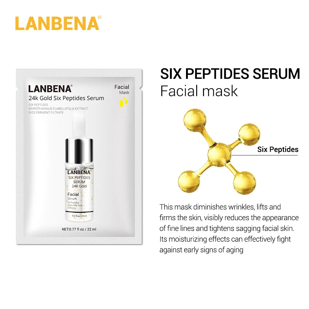 LANBENA 24K Gold Six сыворотка с пептидами увлажняющая оригинальная маска для лица уход
