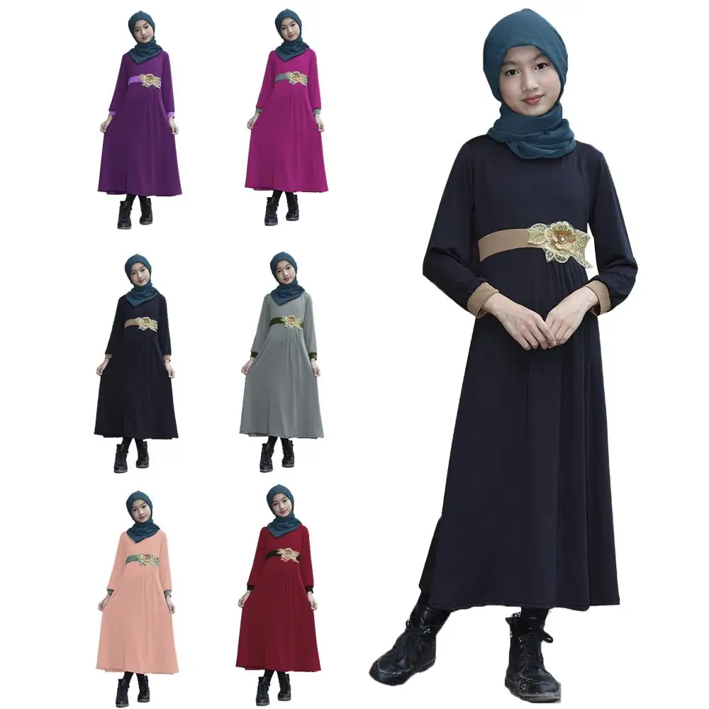 Модное детское платье-хиджаб, мусульманские платья, Студенческая абайя из Дубая для девушек, jilbabs, Abayas, одежда из Саудовской Аравии, одежда д...