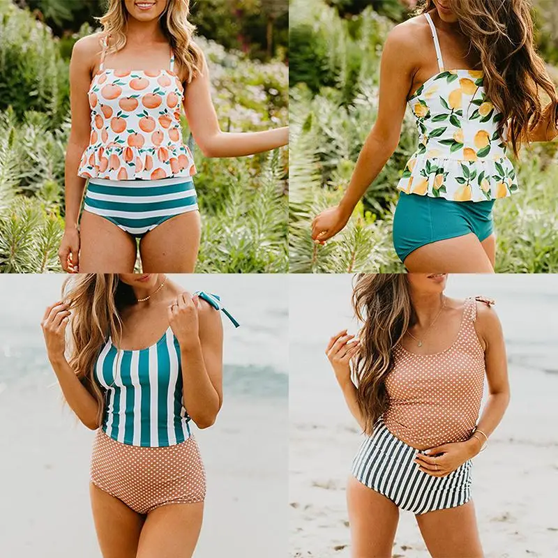 Misswim Высокая талия Купальник женский с принтом сексуальные бикини 2019 mujer плюс