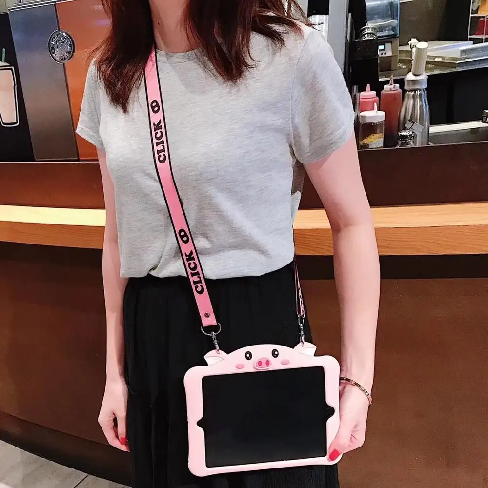 Милый чехол подставка piggy для iPad2018 Pro9.7/10 5 силиконовый с ремешком защитный Air2 2/3/4