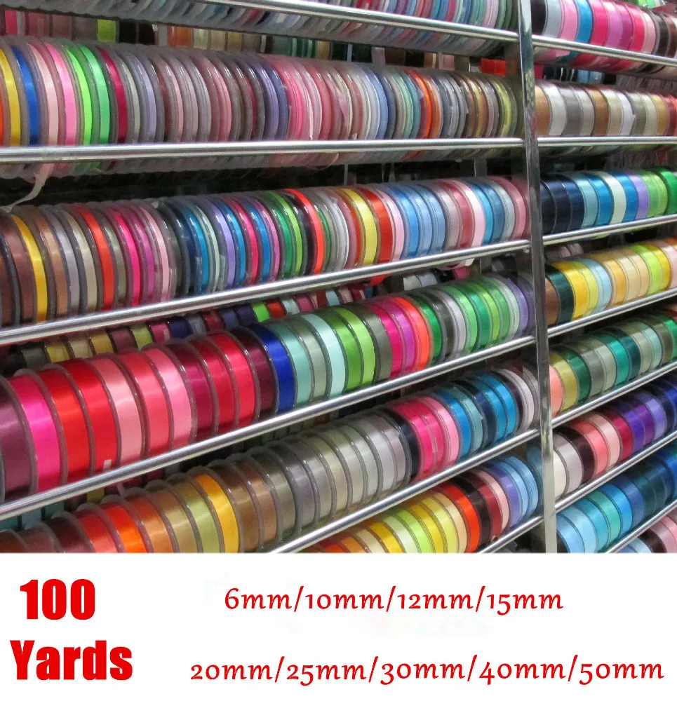 

Polyester 100 Yards Silk Satin Ribbon 6mm-50mm Party Home Wedding Decoration Gift Wrapping Christmas New Year DIY Material