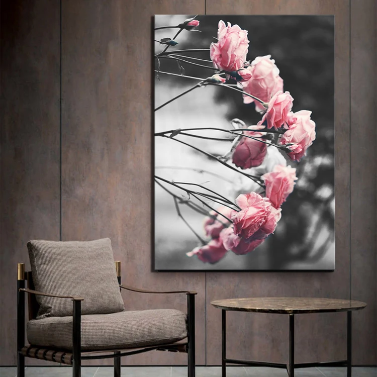 

1 Piece HD Picture Pink Rose Flower Poster Paintings Artwork Canvas Paintings Nordic Style Home Decoration Painting