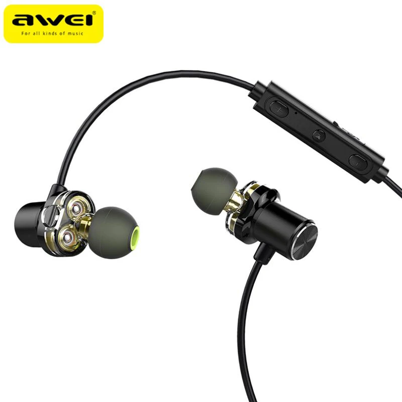 Беспроводная Bluetooth-гарнитура AWEI X650BL двойные динамические наушники с шейным