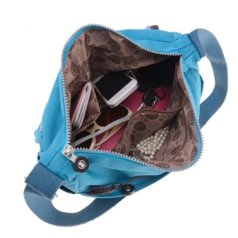 Женская нейлоновая легкая сумка через плечо с карманами на молнии |