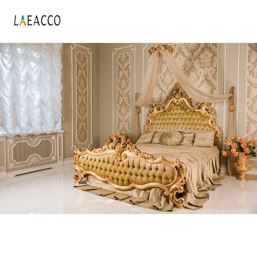 Laeacco Royal Headboard Bedroom Boudoir Curtain Photography Backgrounds Customized Photographic Backdrops For Photo Studio | Электроника