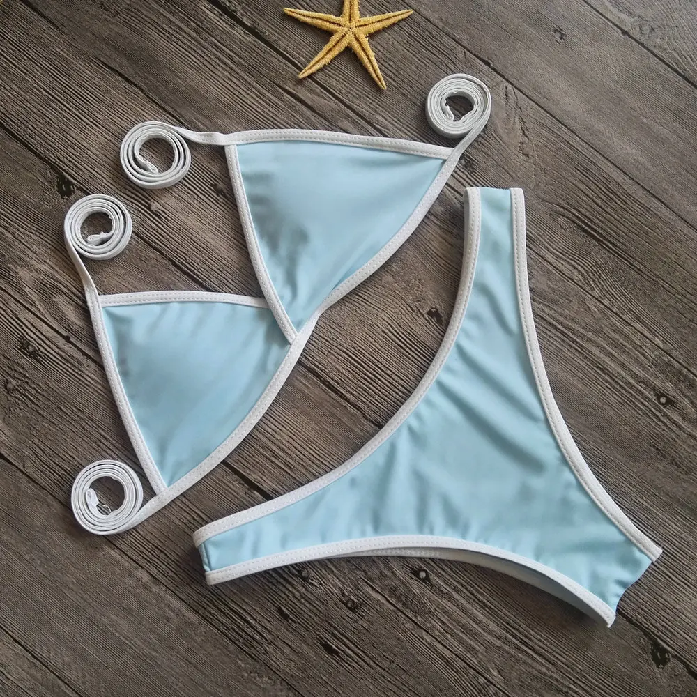 Женский купальник 2018 сексуальное однотонное бикини сексуальный купальный