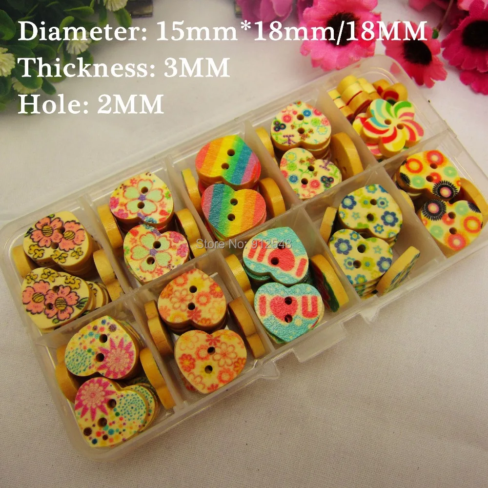 10 цветов микс 100 шт любовь и цветок с деревянными пуговицами оптовая продажа