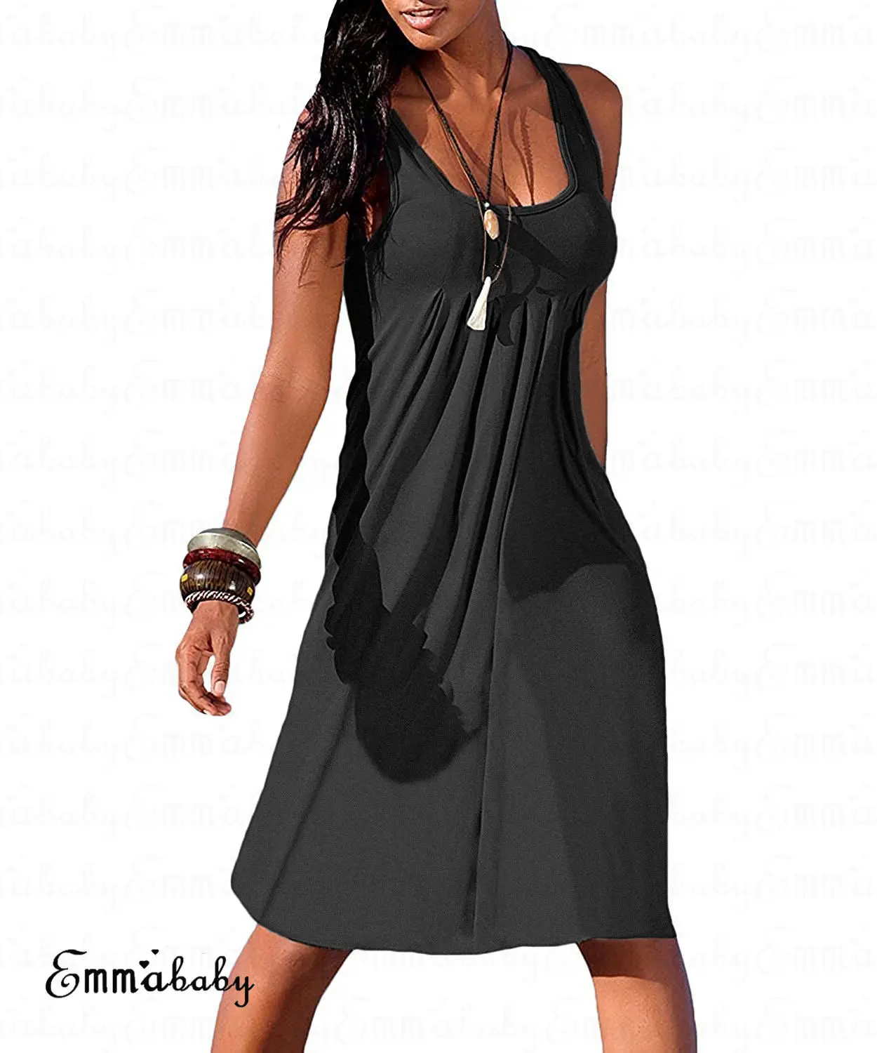 Hirigin женское летнее платье модный сарафан с оборками без рукавов свободные