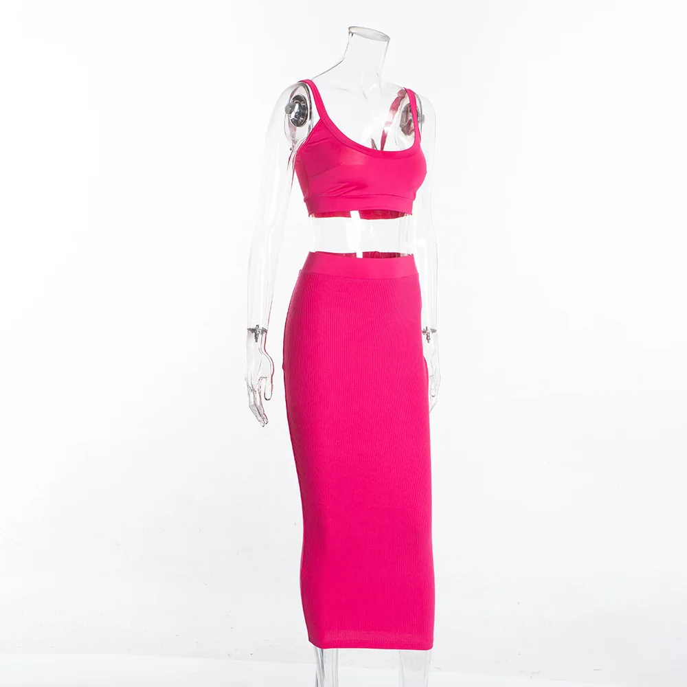 Vmay Solid Color Sling Tube Topless Umbilical Bag Hip Casual Suits 2019 Spring High Street Elastic Waist Mid-calf Dresses | Женская