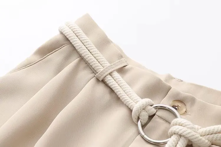 Летние шорты с высокой талией свободные короткие брюки завязками на талии