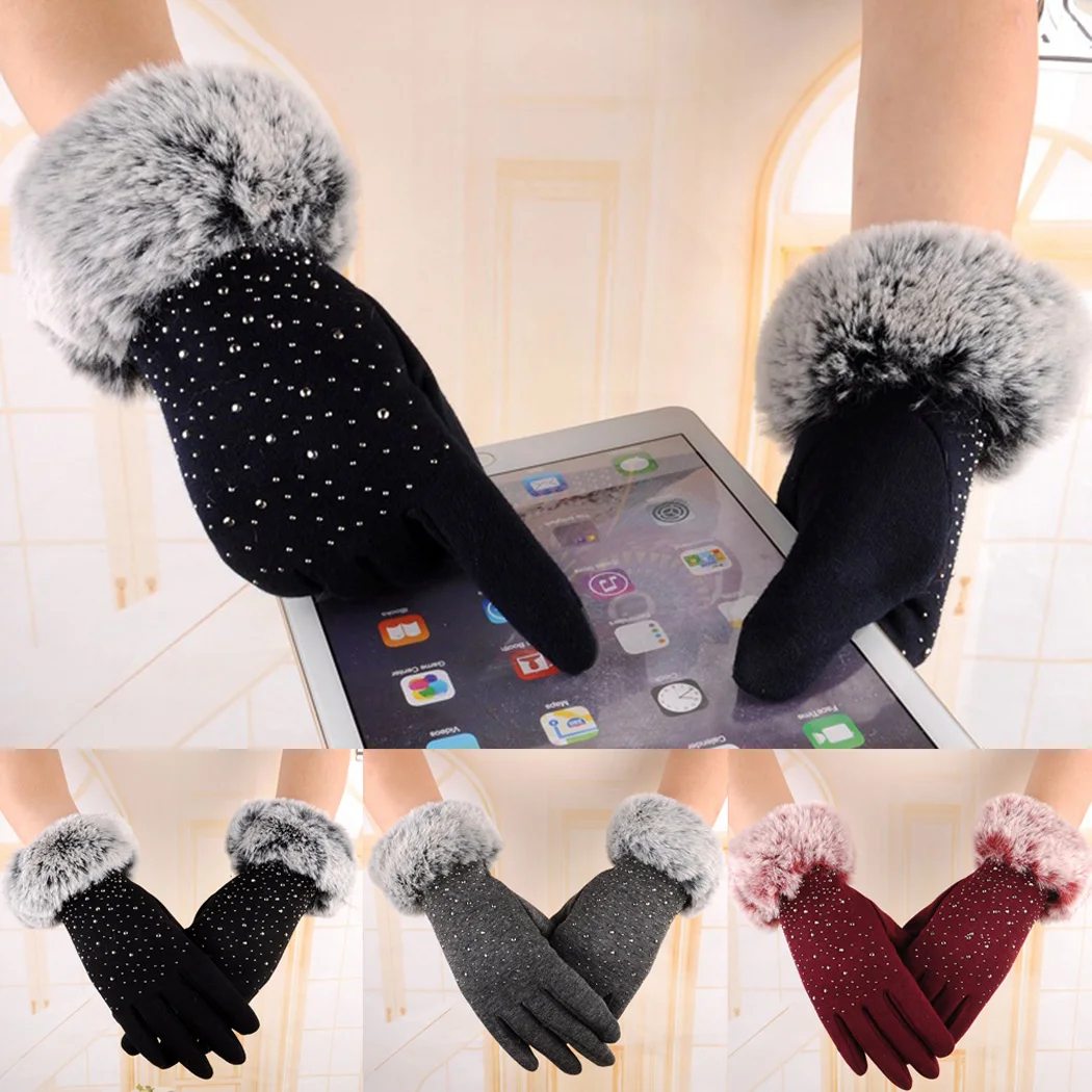21 Стиль зима Для женщин перчатки плюшевые теплые кашемировые Сенсорные Перчатки