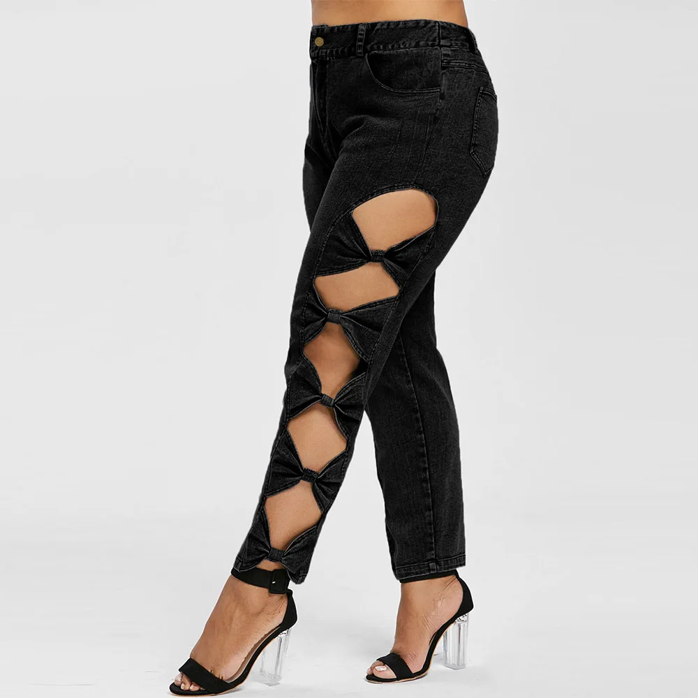 Rosegal/Большие размеры обтягивающие джинсы с высокой талией женские сексуальные