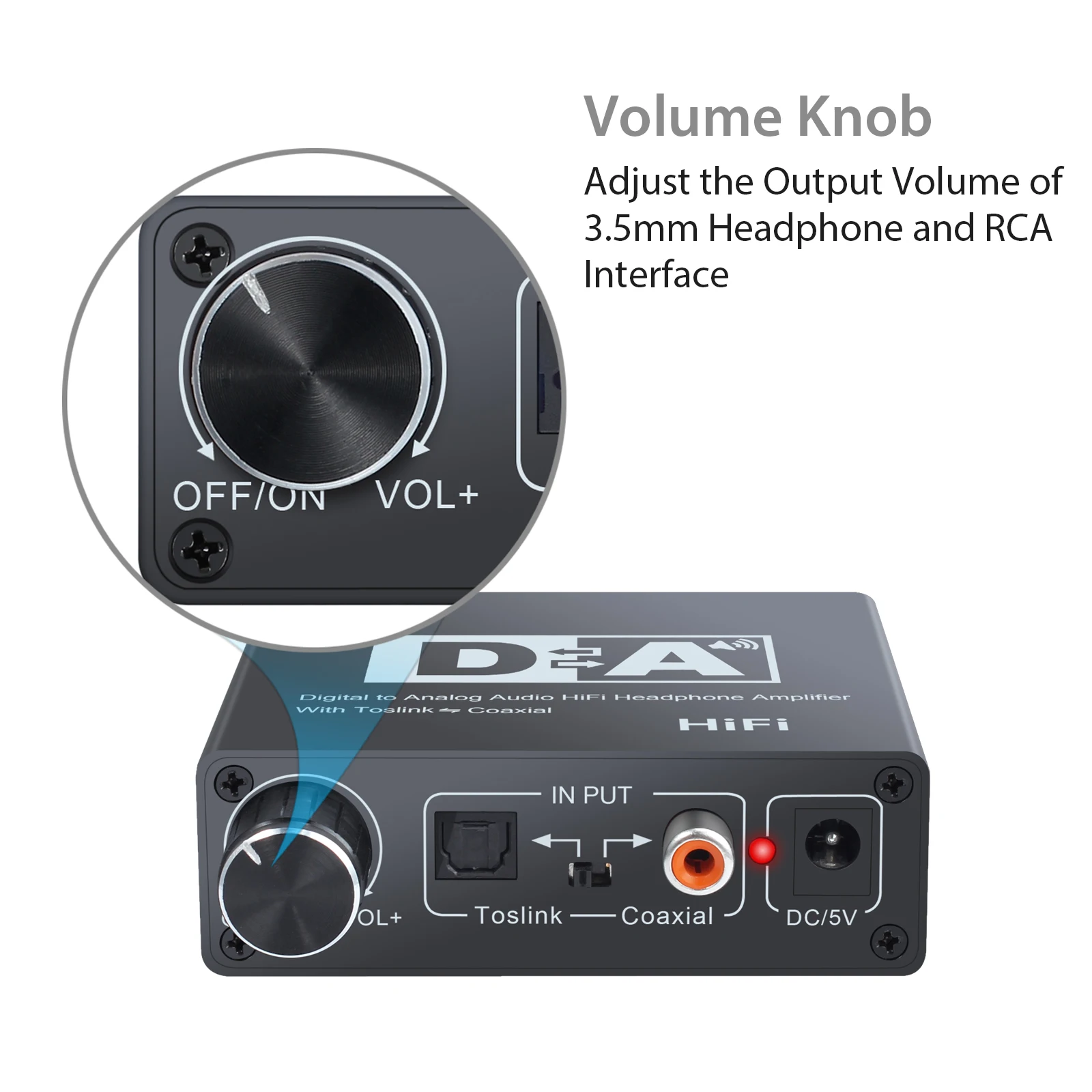 Prozor 192 кГц DAC Регулируемый громкость цифровой аналоговый аудио конвертер