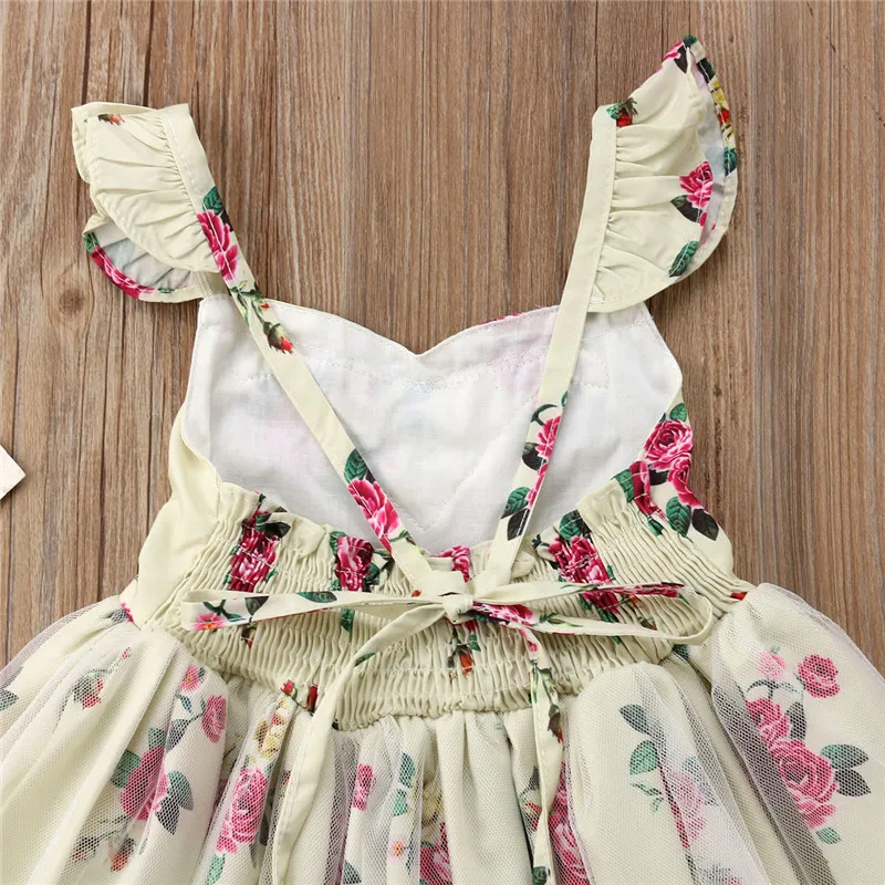 New Princess Floral Girl Dress Toddler Baby Lace Flower Backless Tulle Sundress Pageant Wedding Bridesmaid Clothes Party | Детская