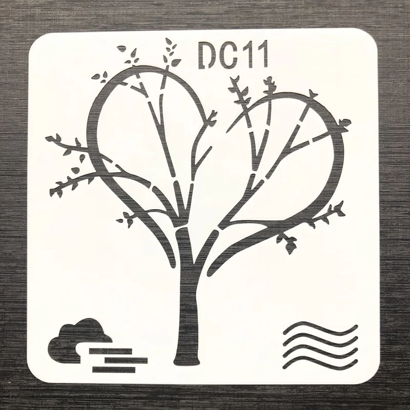 Heart Tree DIY Craft Hollow Layering Stencils For Wall Painting Scrapbooking Stamp Album Decorative Embossing Plastic Sheet DC11 |