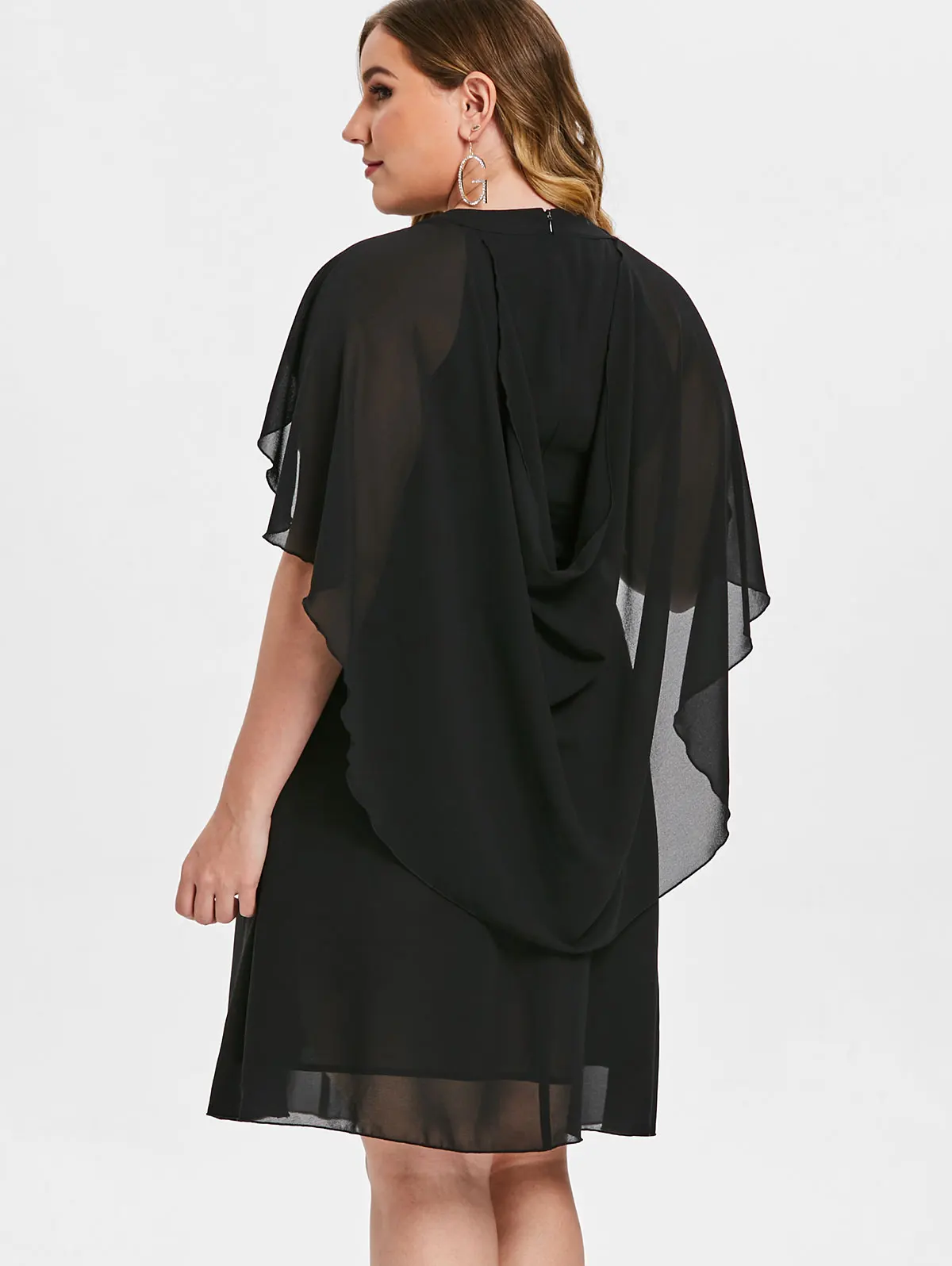 Wipalo Plus Size 5XL Solid Keyhole Neck Batwing Sleeve Dress Knee-Length A Line Vintage Chiffon Summer Party Vestidos | Женская одежда