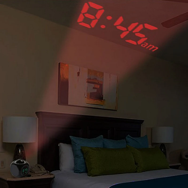 LCD Projection LED Display Time Digital Alarm Clock Talking Voice Prompt Thermometer Snooze Function Desk | Дом и сад