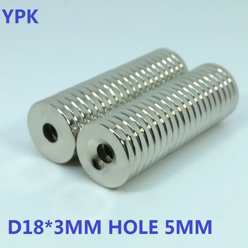20 шт./лот диск NdFeB магнит 18*3 отверстие D5 N35 Сильный мм D потайные магниты 18x3